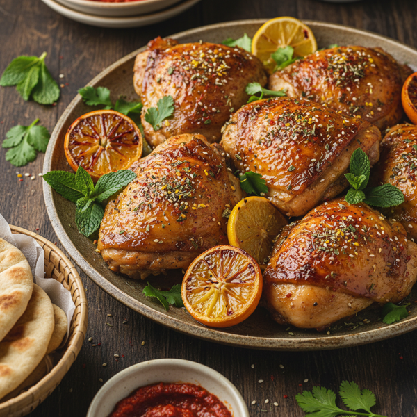 Savory Tunisian Chicken Thighs with Citrus and Herbs recipe