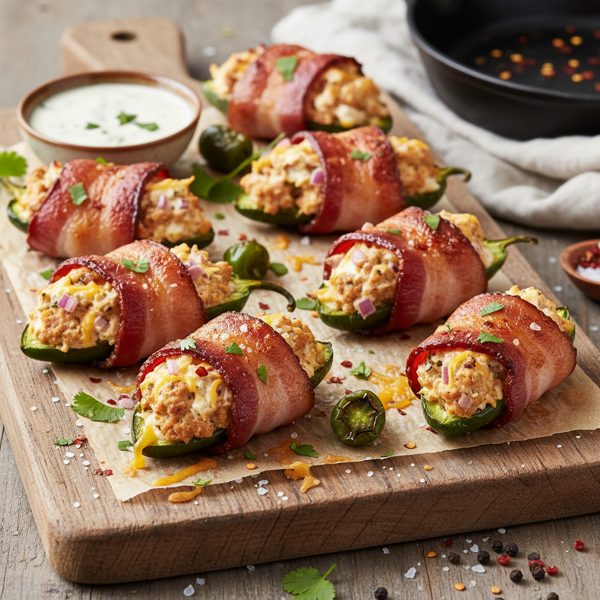 Savory Turkey Bacon Jalapeño Poppers recipe