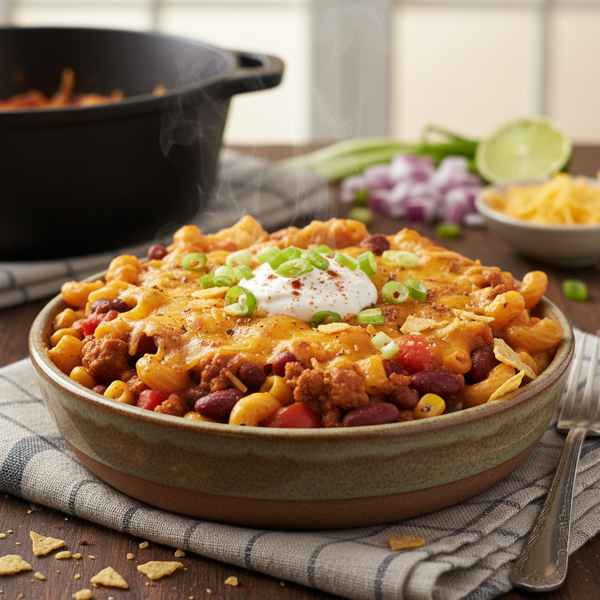 Savory Turkey Chili Mac & Cheese recipe