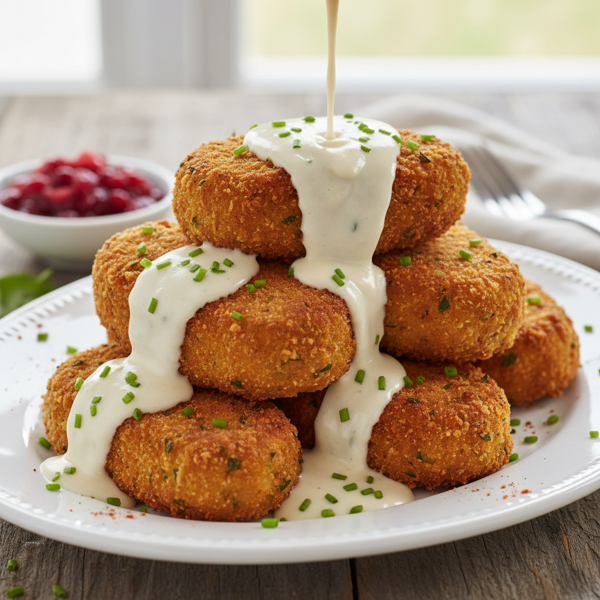Savory Turkey Croquettes with Velvety Cream Sauce recipe
