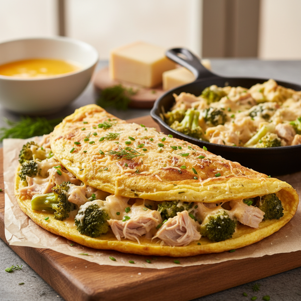 Savory Turkey Divan Open-Faced Omelet recipe
