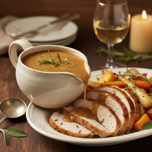 Savory Turkey Gravy with White Wine recipe