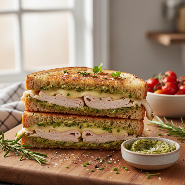Savory Turkey Gruyere Melt with Herb Butter Spread recipe