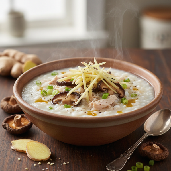 Savory Turkey Jook with Ginger and Shiitake recipe