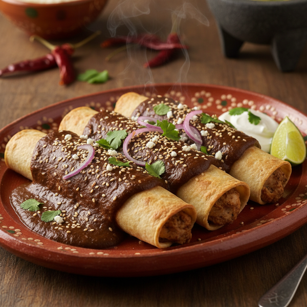 Savory Turkey Mole Enchiladas recipe