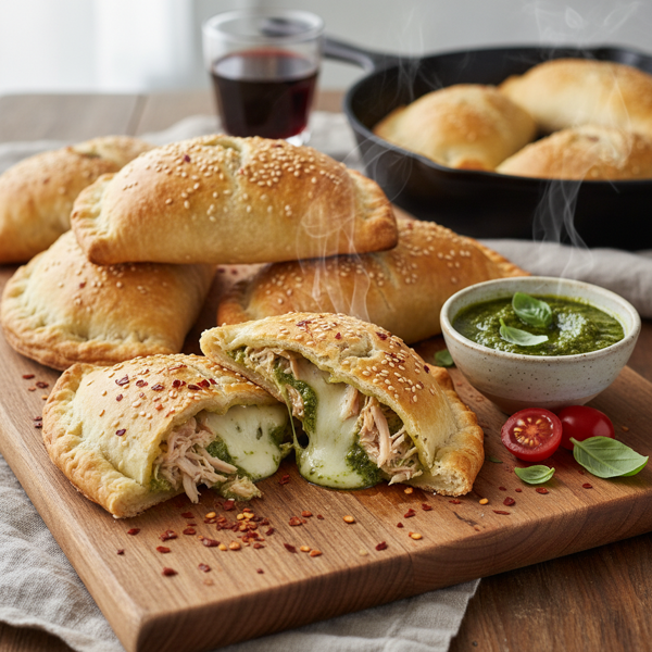 Savory Turkey Pesto Calzones recipe