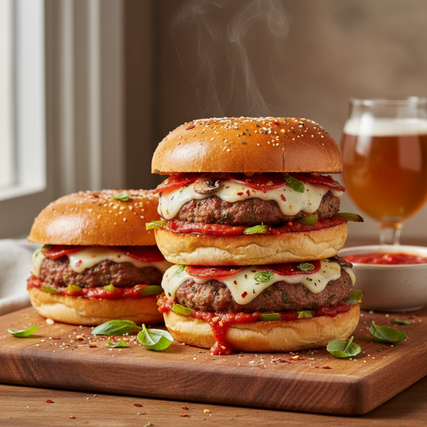 Savory Turkey Pizza Burgers recipe