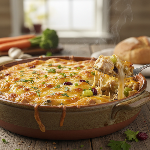 Savory Turkey Salad Bake with Cheesy Delight recipe