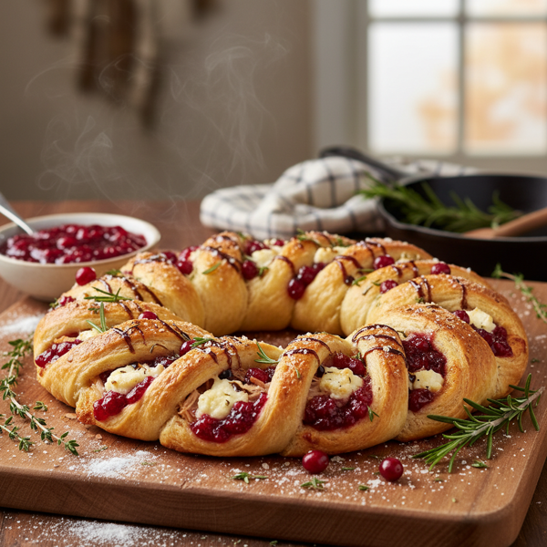 Savory Turkey & Cranberry Crescent Wreath recipe