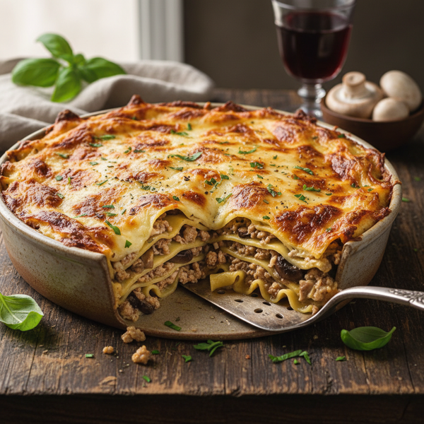 Savory Turkey & Mushroom Lasagna recipe