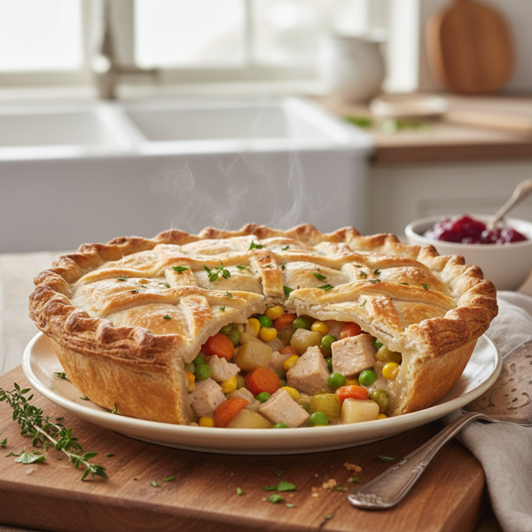 Savory Turkey & Veggie Pot Pie recipe