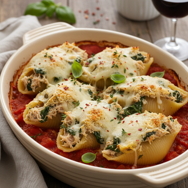 Savory Turkey and Artichoke Stuffed Pasta Shells recipe