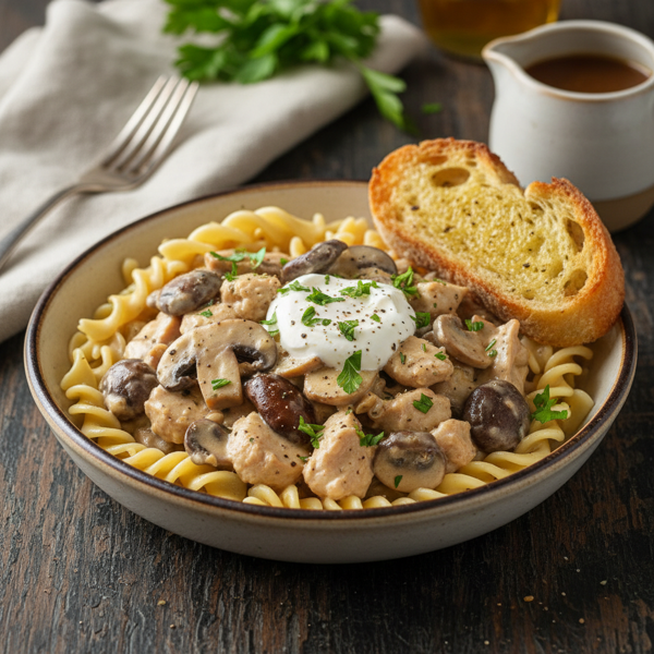 Savory Turkey and Mushroom Stroganoff recipe