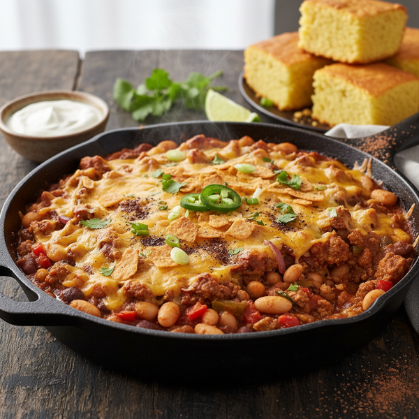 Savory Turkey and White Bean Chili Bake with a Cocoa Twist recipe