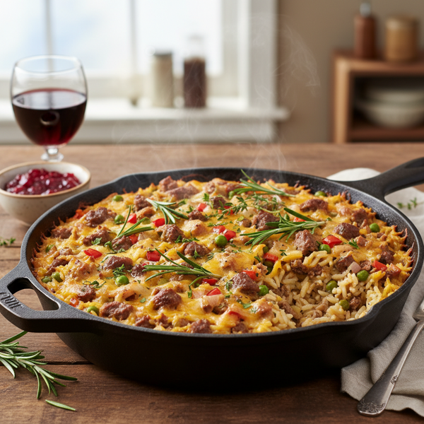 Savory Turkey or Beef Rice Bake recipe