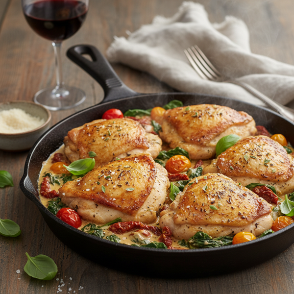 Savory Tuscan Chicken Thighs recipe