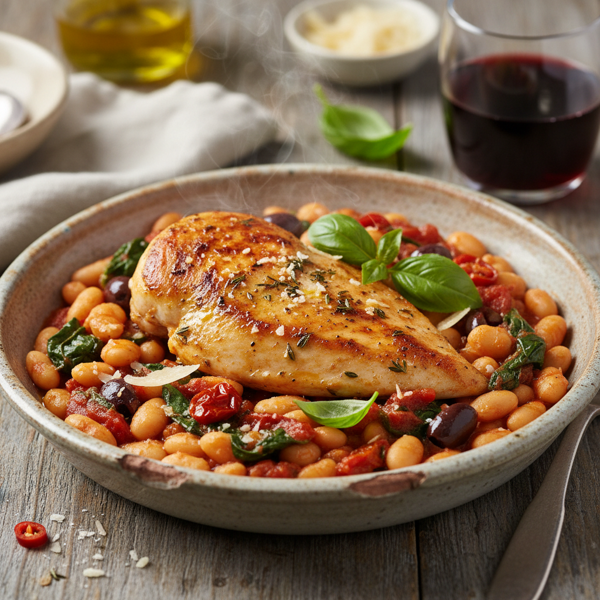 Savory Tuscan Chicken with Cannellini Beans recipe
