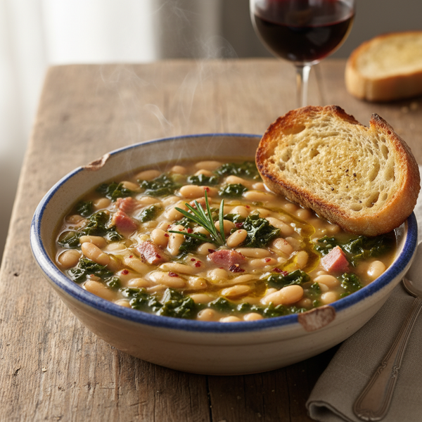 Savory Tuscan Ham and Kale Bean Soup recipe