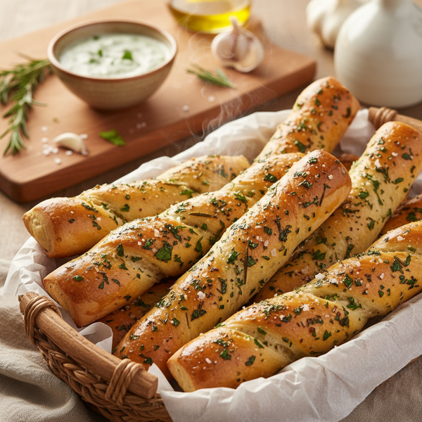 Savory Vegan Garlic & Herb Bread Sticks recipe