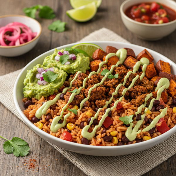 Savory Vegan Mexican Rice Bowl recipe