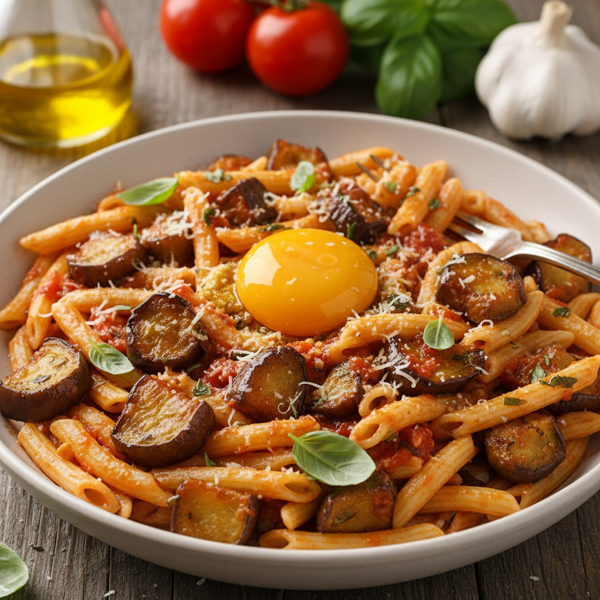 Savory Vegan Pasta alla Norma with Golden Eggplant recipe