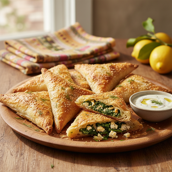 Savory Vegan Spinach Filo Triangles recipe