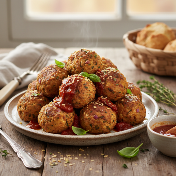 Savory Vegan Tofu Meatballs recipe