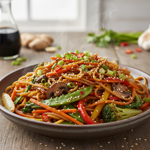 Savory Vegetable-Loaded Noodle Stir-Fry recipe