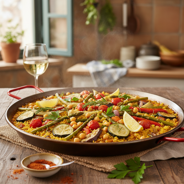 Savory Vegetable Paella with Chickpeas recipe