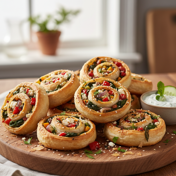Savory Vegetable Phyllo Spiral Rolls recipe