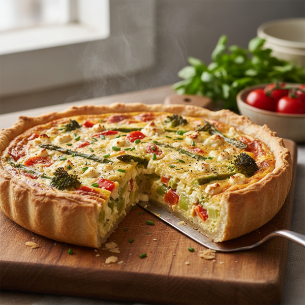 Savory Vegetable & Cheese Quiche recipe