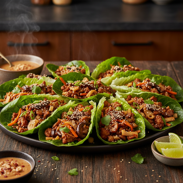 Savory Vegetarian Asian Lettuce Wraps recipe