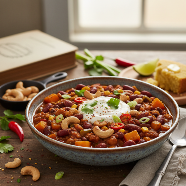 Savory Vegetarian Cashew Chili Delight recipe