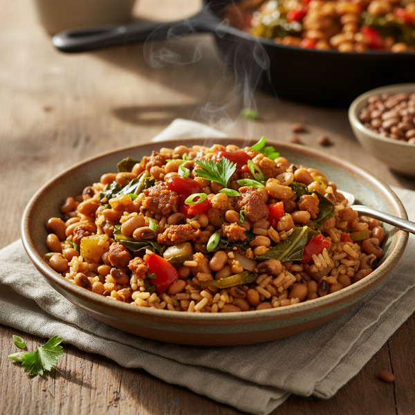 Savory Vegetarian Hoppin' John with Brown Rice recipe