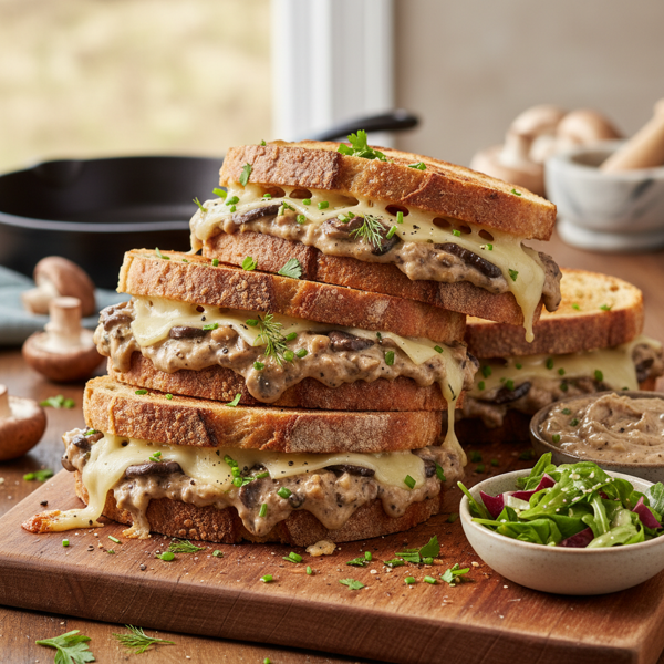 Savory Vegetarian Mushroom Dip Sandwiches recipe