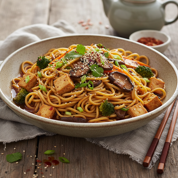 Savory Vegetarian Noodle Bowl recipe