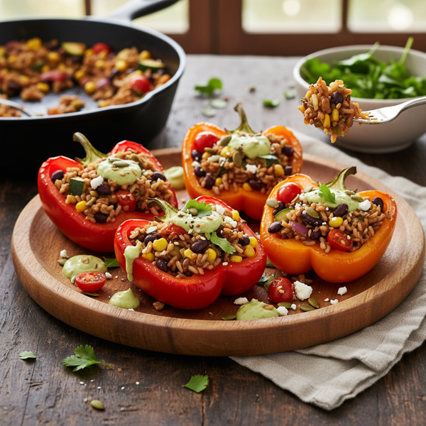 Savory Vegetarian Stuffed Bell Peppers recipe
