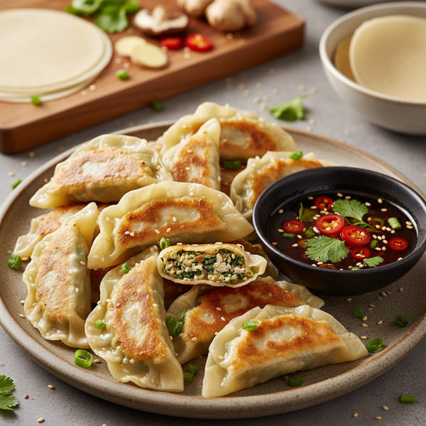 Savory Vegetarian Wonton Dumplings with Dipping Sauce recipe