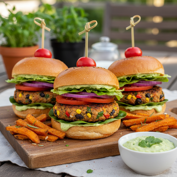 Savory Veggie Bean Burgers recipe