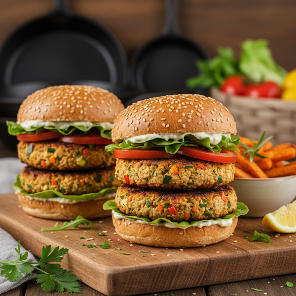 Savory Veggie & Oat Tofu Burgers recipe
