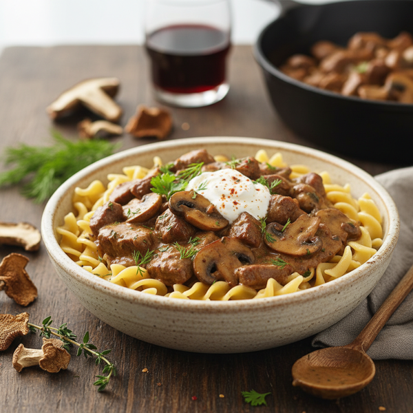 Savory Venison Mushroom Stroganoff recipe