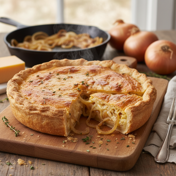 Savory Vidalia Onion & Cheddar Pie recipe