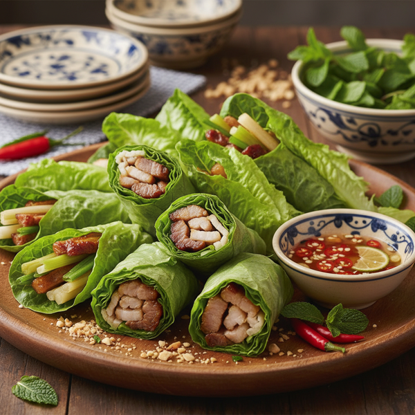 Savory Vietnamese Pork & Scallion Lettuce Rolls recipe