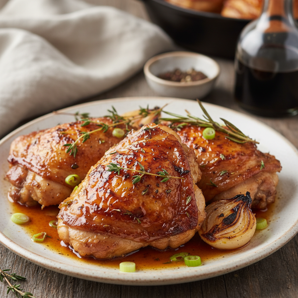 Savory Vinegar-Glazed Chicken Thighs recipe