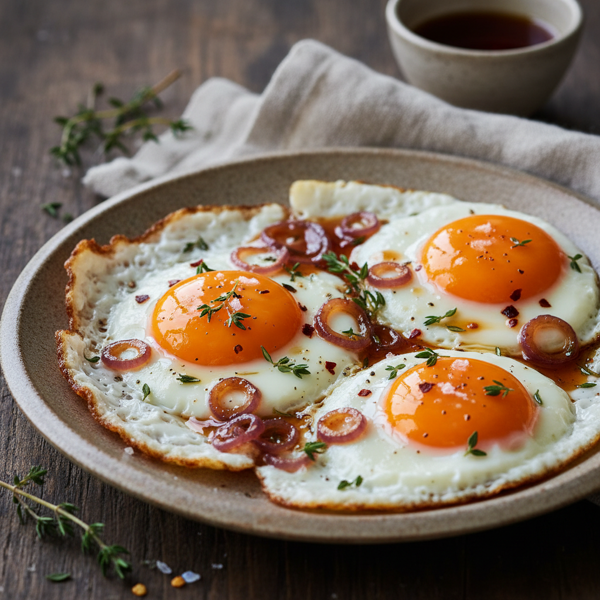 Savory Vinegar-Infused Fried Eggs recipe