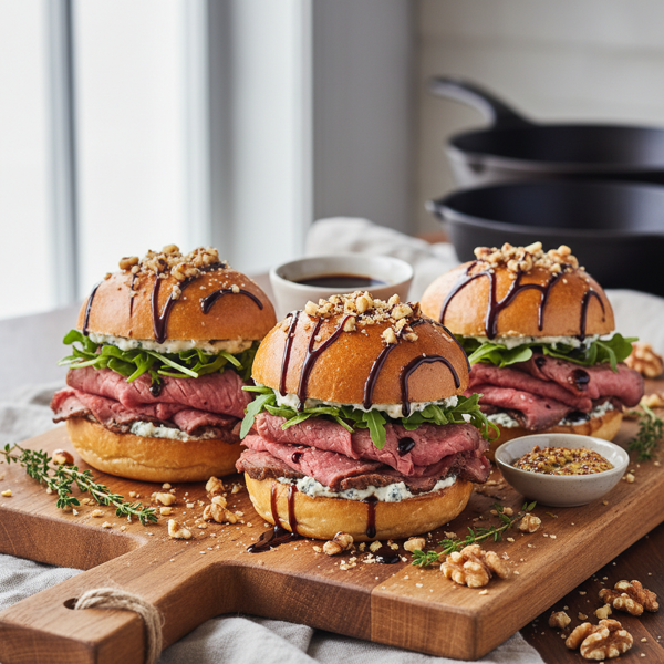 Savory Walnut & Roast Beef Sliders recipe