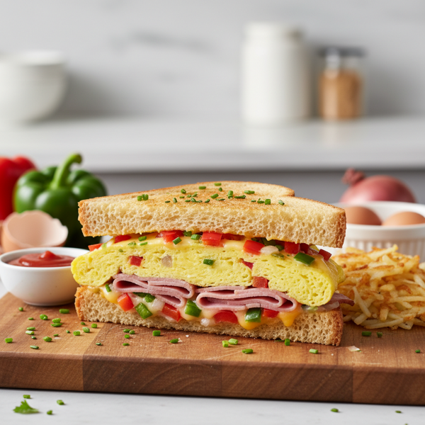 Savory Western Omelette Sandwich recipe