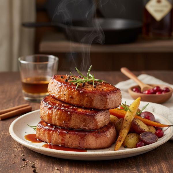 Savory Whiskey-Glazed Ham Steaks recipe