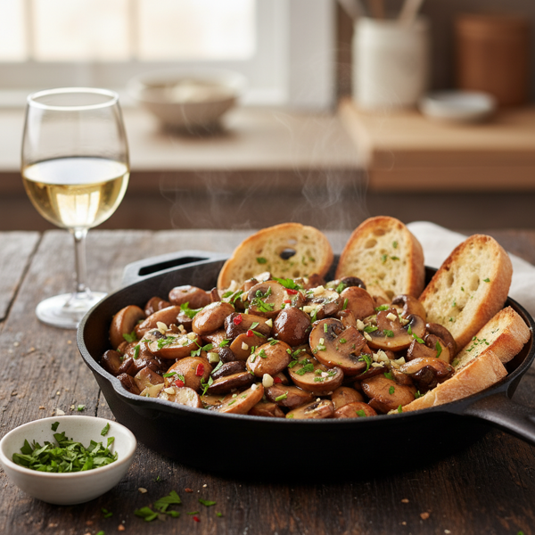 Savory White Wine and Garlic Mushroom Medley recipe