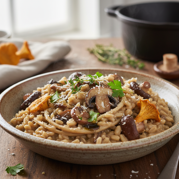Savory Wild Mushroom & Barley Risotto recipe